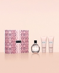The Jimmy Choo woman has a sense of fashion and a taste for luxury. To pay tribute to this feminine and elegant woman, Jimmy Choo introduces this refined gift set featuring a 3.3 fl. oz. Eau de Parfum, a 3.3 fl. oz. body lotion and a 3.3 fl. oz. shower gel. Its the perfect gift set for holiday! The Jimmy Choo woman has a sense of fashion and a taste for luxury. To pay tribute to this feminine and elegant woman, Jimmy Choo introduces this refined gift set featuring a 3.3 fl. oz. Eau de Parfum, a 3.3 fl. oz. body lotion and a 3.3 fl. oz. shower gel. Its the perfect gift set for holiday!