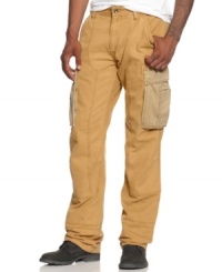 These stylish Rocawear cargo pants have plenty of pockets to carry your gear. These stylish Rocawear cargo pants have plenty of pockets to carry your gear.