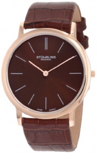 Stuhrling Original Men's 601.3345K55 Classic Ascot Swiss Quartz Ultra Thin Rose Tone Brown Leather Strap Watch Stuhrling Original Men's 601.3345K55 Classic Ascot Swiss Quartz Ultra Thin Rose Tone Brown Leather Strap Watch