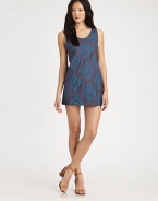 Screen-printed diamonds update this easy silk/cotton tunic cropped at the mid-thigh.ScoopneckSleevelessFront patch pocketsAbout 31 from shoulder to hem50% silk/50% cottonDry cleanMade in USA of imported fabricModel shown is 5'9 (175cm) wearing US size Small.