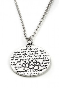 Kevin N Anna Studio California Sterling Silver LARGE Pendant Necklace with Round Etched LOTUS FLOWER Pendant Celebrates SELF-CONFIDENCE Kevin N Anna Studio California Sterling Silver LARGE Pendant Necklace with Round Etched LOTUS FLOWER Pendant Celebrates SELF-CONFIDENCE
