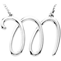 CleverEve Designer Series Sterling Silver M 16 Silver Fashion Script Initial Necklace CleverEve Designer Series Sterling Silver M 16 Silver Fashion Script Initial Necklace