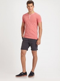 Endless summer style defines this warm weather staple tailored in lightweight, Italian cotton.Flat-front styleSide slash, back welt pocketsFront coin pocketInseam, about 11CottonMachine washImported Endless summer style defines this warm weather staple tailored in lightweight, Italian cotton.Flat-front styleSide slash, back welt pocketsFront coin pocketInseam, about 11CottonMachine washImported