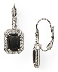 Work pared down elegance into your look with these Carolee earrings. They feature emerald-cut jet stone drops, which come set in striking silver plate. Work pared down elegance into your look with these Carolee earrings. They feature emerald-cut jet stone drops, which come set in striking silver plate.