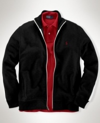 A sporty full-zip track jacket offers classic style and a comfortable feel in super-soft fleece with signature embroidery. A sporty full-zip track jacket offers classic style and a comfortable feel in super-soft fleece with signature embroidery.