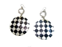 Hip & Edgy Silver Tone White & Black Shell Earrings Hip & Edgy Silver Tone White & Black Shell Earrings