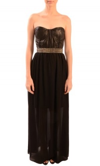 Alice + Olivia Women's Mariah Leather Bustier Long Maxi Dress Black 8 Alice + Olivia Women's Mariah Leather Bustier Long Maxi Dress Black 8