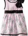 Nannette Girls 2-6X Floral Polka Dot Printed Dress, Blush Bride, 3T