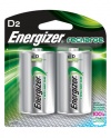Energizer Rechargeable Batteries, D, 2-Count