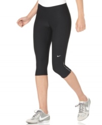 These Filament capri leggings from Nike have everything you need: an internal key pocket, Dri-FIT technology and reflective tape to increase your nighttime visibility. These Filament capri leggings from Nike have everything you need: an internal key pocket, Dri-FIT technology and reflective tape to increase your nighttime visibility.