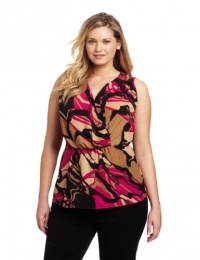Anne Klein Women's Plus-Size Abstract Camo Sleeveless Blouse, Peony Multi, 0X Anne Klein Women's Plus-Size Abstract Camo Sleeveless Blouse, Peony Multi, 0X