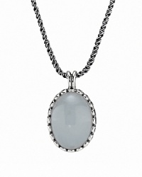 Polished chalcedony set in beaded sterling silver makes a strong visual statement. Pendant necklace by PANDORA. Polished chalcedony set in beaded sterling silver makes a strong visual statement. Pendant necklace by PANDORA.