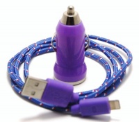 Purple 3ft 8 pin to USB Braided High Quality Durable Charging / Data Sync Cable + USB Car Adapter fits iPhone 5 Purple 3ft 8 pin to USB Braided High Quality Durable Charging / Data Sync Cable + USB Car Adapter fits iPhone 5