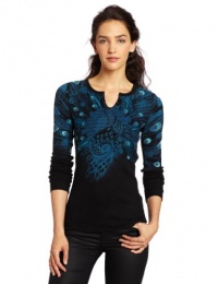 Lucky Brand Women's Faded Peacock Thermal Tee Lucky Brand Women's Faded Peacock Thermal Tee