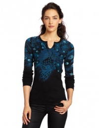 Lucky Brand Women's Faded Peacock Thermal Tee