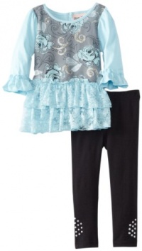 Little Lass Baby-Girls Infant 2 Piece Flower Lace Legging Set, Aqua, 12 Months Little Lass Baby-Girls Infant 2 Piece Flower Lace Legging Set, Aqua, 12 Months