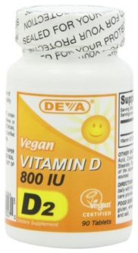 DEVA Vegan Vitamins Vegan Vitamin D 800 IU Tablets, 90-Count Bottle DEVA Vegan Vitamins Vegan Vitamin D 800 IU Tablets, 90-Count Bottle