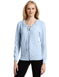 Dearfoams Women's Gather Neck Zip Pajama Top Dearfoams Women's Gather Neck Zip Pajama Top