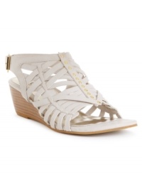 The detailing on the Sabina wedge sandals by XOXO may be strappy and caged, but your sense of style will fly free, effortlessly. The detailing on the Sabina wedge sandals by XOXO may be strappy and caged, but your sense of style will fly free, effortlessly.