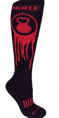 MOXY Socks More Kettlebell Knee-High CrossFit Deadlift Socks, Black/Red