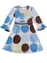 Rare Editions Girls Grey Turquoise Polka Dot Sweater Dress-6X Rare Editions Girls Grey Turquoise Polka Dot Sweater Dress-6X