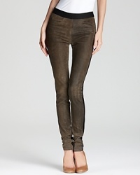These super sleek Theory pants with a leather front will add an edgy touch to your fall/winter wardrobe. Pair them with heels and a blazer for work, or with boots on the weekend for an effortlessly stylish look. These super sleek Theory pants with a leather front will add an edgy touch to your fall/winter wardrobe. Pair them with heels and a blazer for work, or with boots on the weekend for an effortlessly stylish look.