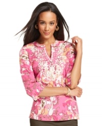 Charter Club's embroidered petite tunic is a decidedly fresh take on summertime style. Pair it with slim, color-soaked pants and flat sandals for an ultrachic ensemble. Charter Club's embroidered petite tunic is a decidedly fresh take on summertime style. Pair it with slim, color-soaked pants and flat sandals for an ultrachic ensemble.