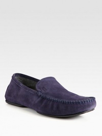 Remain warm and toasty in this refined moccasin slipper, crafted from incredibly soft suede with logo detail, contrast stitching and a wool lining for superior warmth.Suede upperWool liningRubber soleImported Remain warm and toasty in this refined moccasin slipper, crafted from incredibly soft suede with logo detail, contrast stitching and a wool lining for superior warmth.Suede upperWool liningRubber soleImported