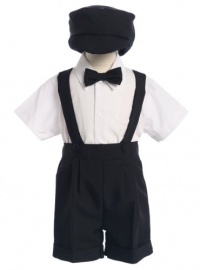 Black Special Occasion Suspenders and Short Set with Hat Black Special Occasion Suspenders and Short Set with Hat