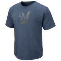 MLB Men's Milwaukee Brewers Big Time Play Short Sleeve Pigment Dye Tee (Pigment Denim, XX-Large)