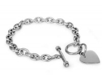 Designer Inspired Stainless Steel Heart Toggle Tag Bracelet Engravable 7.25L Designer Inspired Stainless Steel Heart Toggle Tag Bracelet Engravable 7.25L
