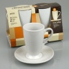 Set of 2 White Porcelain Irish Coffee Cups with Saucers