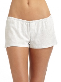 THE LOOKElastic waistMock zip flyVented hemTHE FITRise, about 8Inseam, about 1THE MATERIALPima cottonCARE & ORIGINMachine washImported THE LOOKElastic waistMock zip flyVented hemTHE FITRise, about 8Inseam, about 1THE MATERIALPima cottonCARE & ORIGINMachine washImported