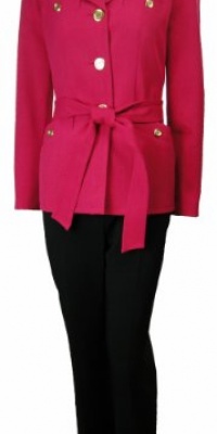 Kasper Women's Eternal City Pant Suit Rose Pink & Black Kasper Women's Eternal City Pant Suit Rose Pink & Black