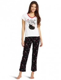 Hello Kitty Women's Hk Safety Pin Print Pajama Set Hello Kitty Women's Hk Safety Pin Print Pajama Set