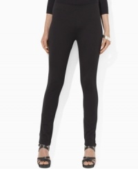 A slim, fitted leg creates a modern look on Lauren Ralph Lauren's flattering Mani pant in sleek stretch jersey. (Clearance)