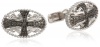 Men's Sterling Silver Black Diamond Cross Cuff Links (1/10 cttw)