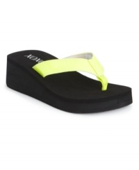 The classic thong with fat straps and a chunky wedge heel. XOXO's Jess thong sandals are a brightly colored wardrobe staple.