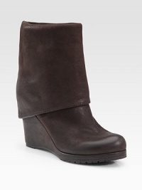 Versatile capra antic leather wedge in a foldover design.Self-covered heel, 3¾ (95mm) Shaft, 7 Leg circumference, 13½ Pull on style Foldover cuff converts to a mid-calf style Leather lining Padded insole Rubber sole Imported Versatile capra antic leather wedge in a foldover design.Self-covered heel, 3¾ (95mm) Shaft, 7 Leg circumference, 13½ Pull on style Foldover cuff converts to a mid-calf style Leather lining Padded insole Rubber sole Imported