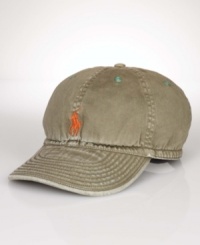 Accented with Ralph Lauren's iconic pony, a classic baseball cap in soft, washed cotton twill is subtly faded for timeworn character. Accented with Ralph Lauren's iconic pony, a classic baseball cap in soft, washed cotton twill is subtly faded for timeworn character.