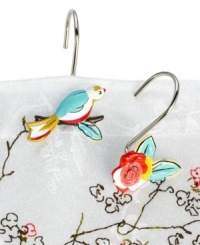 Inspired by the refreshing elegance of the whimsical Lenox Simply Fine dinnerware pattern, the sweet birds and quaint blossoms of the hand-painted Chirp shower curtain hooks accent your bath with charm. Inspired by the refreshing elegance of the whimsical Lenox Simply Fine dinnerware pattern, the sweet birds and quaint blossoms of the hand-painted Chirp shower curtain hooks accent your bath with charm.