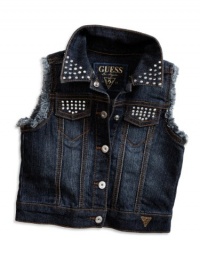 GUESS Little Girl Denim Vest, DARK STONE WASH (3T) GUESS Little Girl Denim Vest, DARK STONE WASH (3T)
