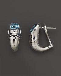 Bamboo silver batu shrimp earrings with swiss blue topaz. By John Hardy. Bamboo silver batu shrimp earrings with swiss blue topaz. By John Hardy.