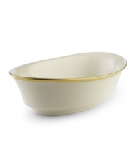 Forever elegant, the Eternal oval vegetable dish from Lenox accents the table in timeless ivory china with sumptuous gold banding. Coordinates with Eternal Gold stemware. Forever elegant, the Eternal oval vegetable dish from Lenox accents the table in timeless ivory china with sumptuous gold banding. Coordinates with Eternal Gold stemware.
