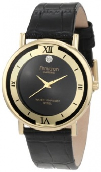 Armitron Men's 204312BKGPBK Diamond Accented Gold-Tone Dress with Black Leather Strap Watch Armitron Men's 204312BKGPBK Diamond Accented Gold-Tone Dress with Black Leather Strap Watch