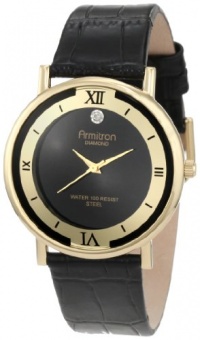 Armitron Men's 204312BKGPBK Diamond Accented Gold-Tone Dress with Black Leather Strap Watch