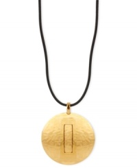 Go for the golden tone with this pendant necklace from Robert Lee Morris. Crafted from gold-tone mixed metal, the pendant centers a leather cord for an award-winning look. Approximate length: 35 inches. Approximate drop: 2-3/4 inches.