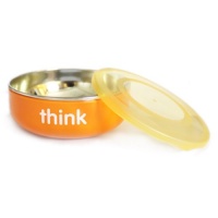Thinkbaby Low Rise BPA Free Baby Bowl, Silver/Orange Thinkbaby Low Rise BPA Free Baby Bowl, Silver/Orange