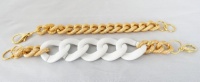 Set 2 Chunky Link Bracelet White & Faux Pave Gold Bracelet Set 2 Chunky Link Bracelet White & Faux Pave Gold Bracelet