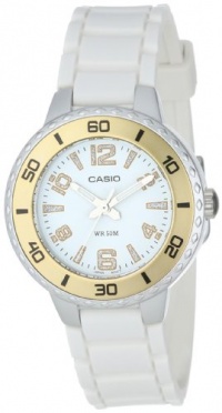 Casio Women's LTP1331-7AV Sport Gold-Tone Bezel and White Resin Strap Watch